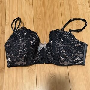 b’temt.d Ciao Bella Black Lace Balconette Bra with Bow Accent